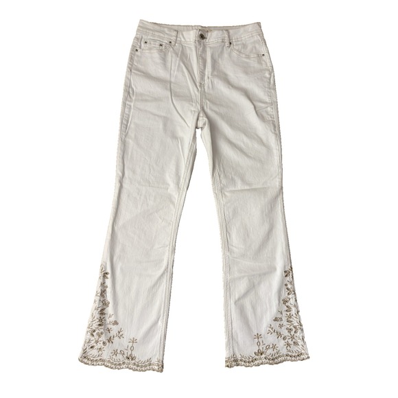 NEW Charlie B Bootcut Embroidered Jeans White Women's 12 x 31" - Picture 3 of 13